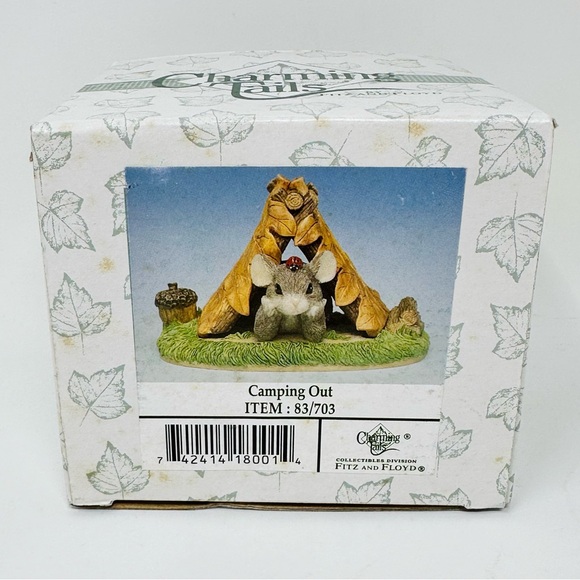Vintage Fitz and Floyd Charming Tails Camping Out Figurine Whimsical Mouse Tent - Picture 12 of 13
